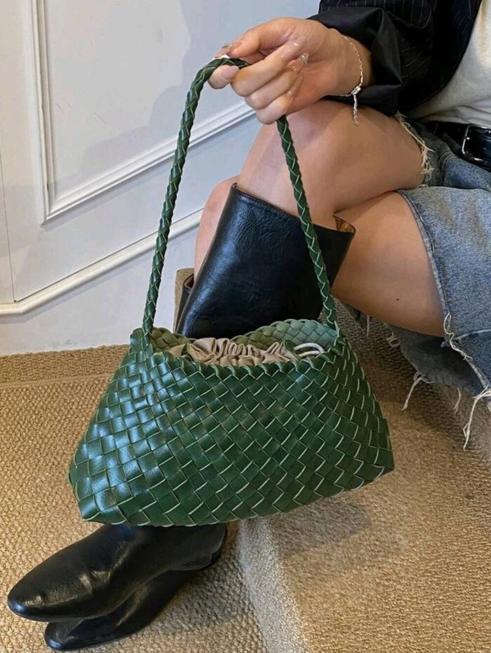 Braided Faux Leather Bag